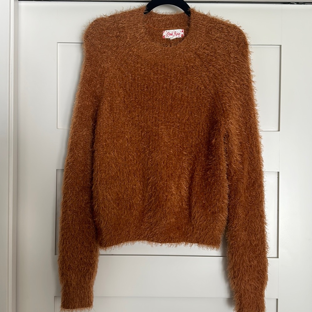 Soft fuzzy camel sweater